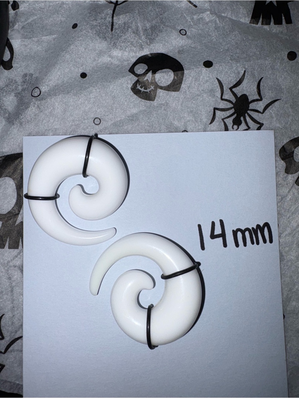White Spiral Ear Gauges - 14mm